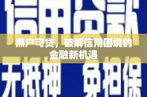 巴彦黑户可贷，破解信用困境的金融新机遇